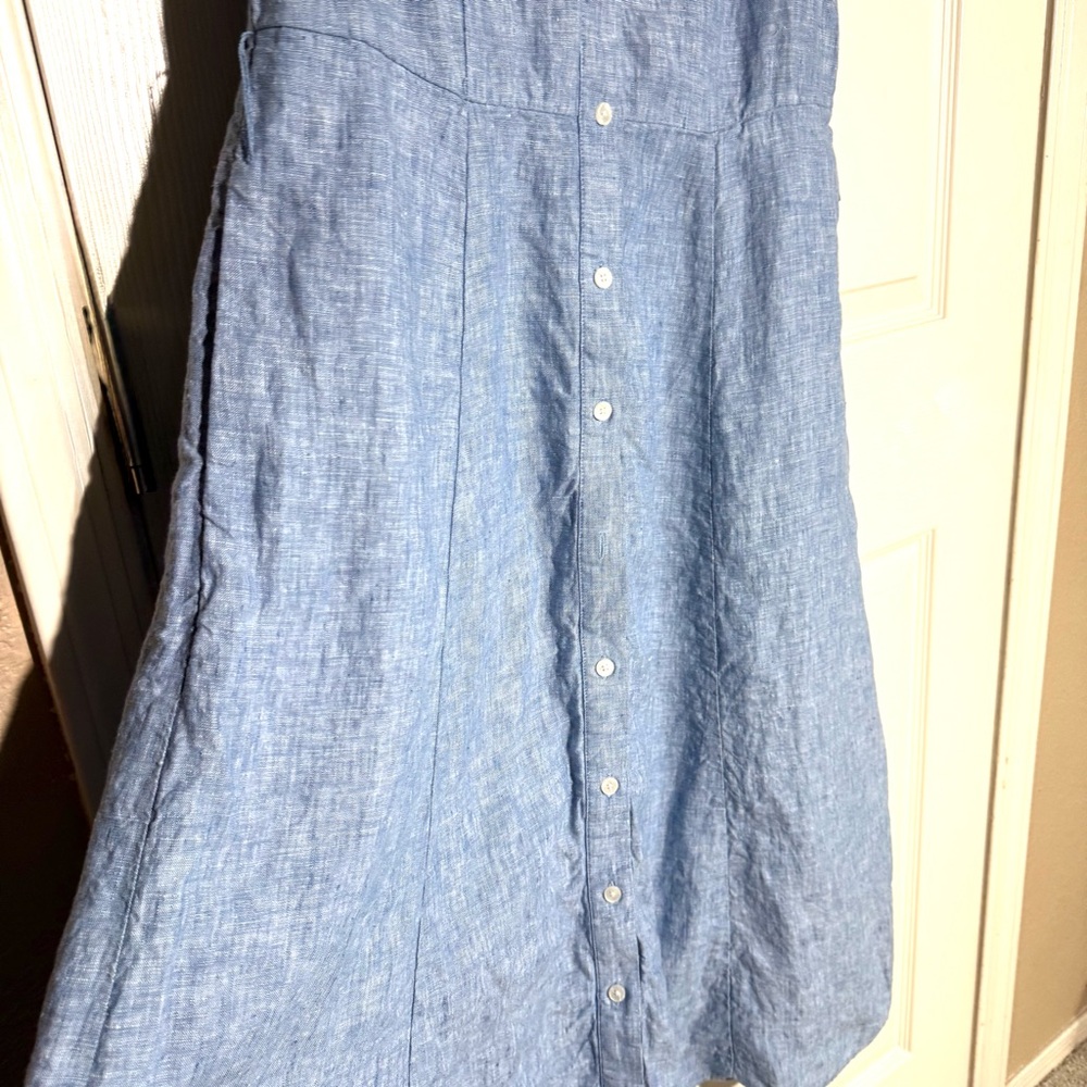 Boden Light Blue Sleeveless Midi Shirt Dress - Picture 5 of 13
